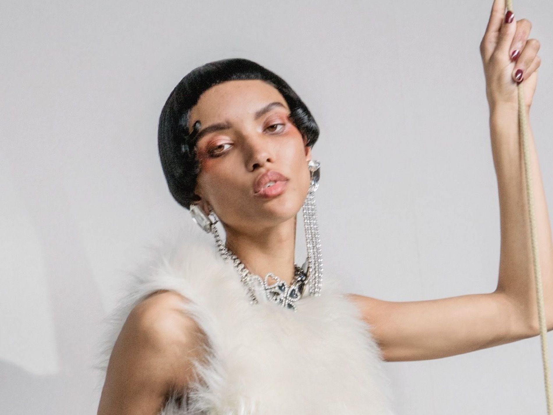 Faux fur mini dress by Saint Laurent