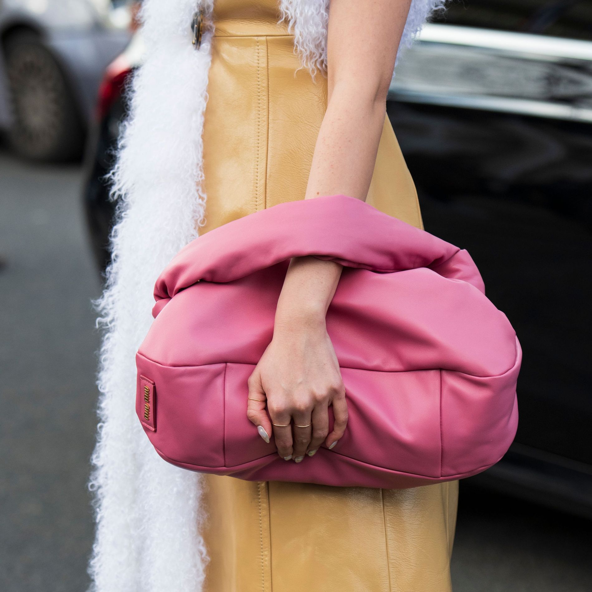 Digital Influencer and Model Emma wears an all Miu Miu during Paris Fashion week. 